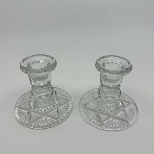 Elegant Clear Glass Candle Holders Set of 2
